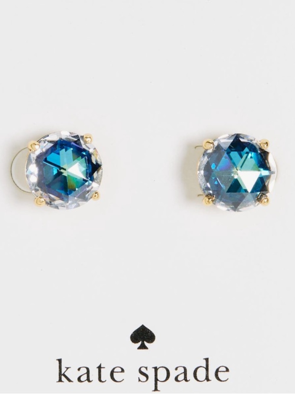 Kate Spade New York Blue Cubic Zirconia Gold Tone Round Stud Earrings
